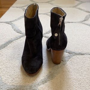 Rag and Bone dark gray/almost black suede booties